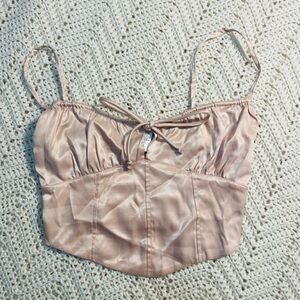Pink Crop Tie Front Camisole